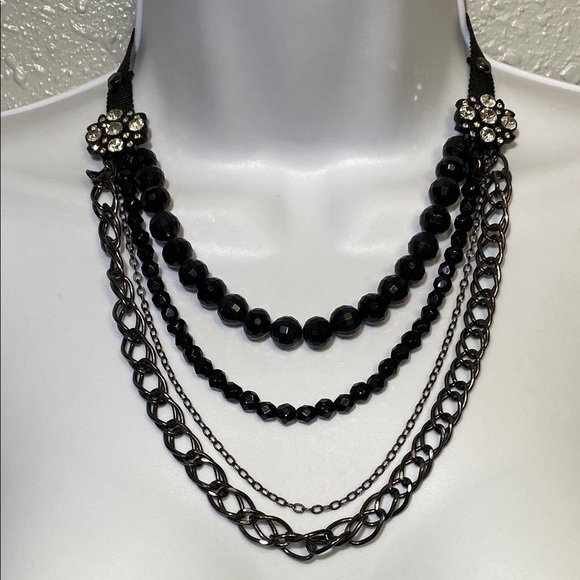 Lucky Brand Black Layered Necklace with Beads - Picture 1 of 6